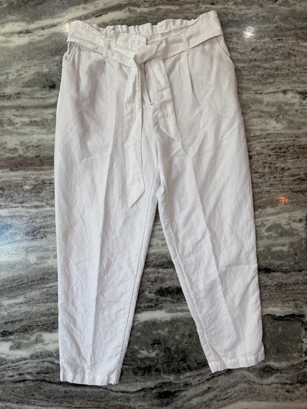 LOFT White Paperbag Waist Tie Chinos